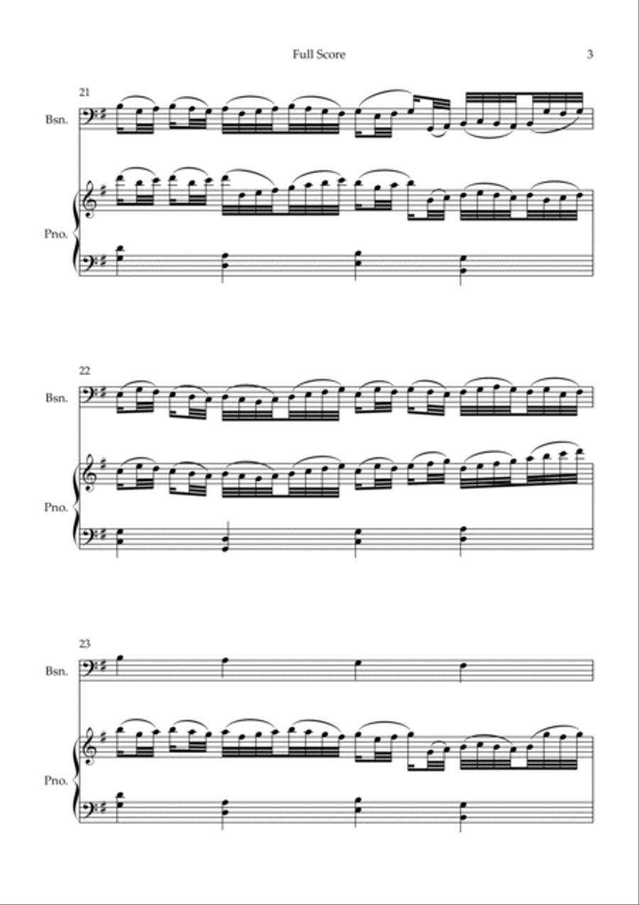 Canon - Johann Pachelbel (Wedding/Reduced Version) for Bassoon Solo and Piano Accompaniment Bassoon Solo scores gallery preview page 3