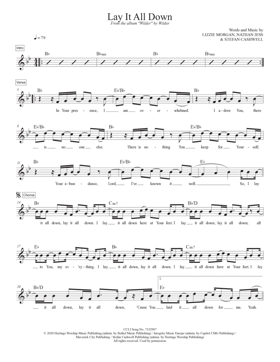 Lay It All Down Piano scores gallery preview page 1