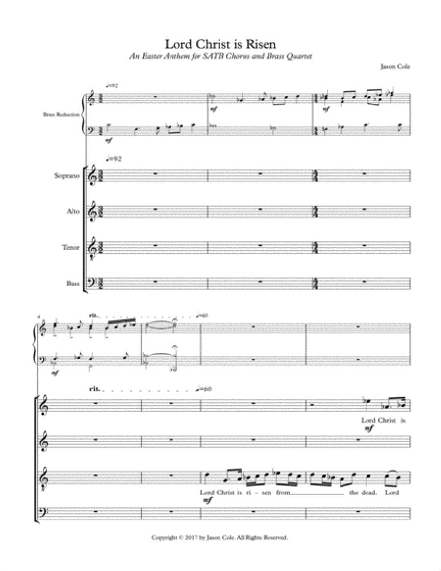 Lord Christ is Risen Lord Christ is Risen 4-Part scores gallery preview page 1