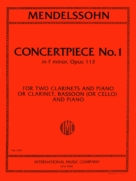 Concert Piece No. 1 in F minor, Op. 113 for Clarinet, Bassoon and Piano or 2 Clarinets and Piano (SIMON)