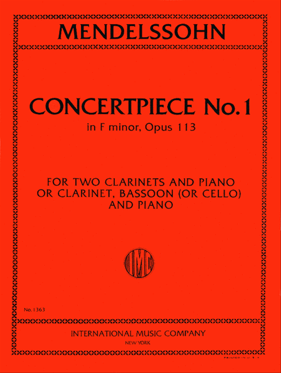 Concert Piece No. 1 in F minor, Op. 113 for Clarinet, Bassoon & Piano or 2 Clarinets & Piano