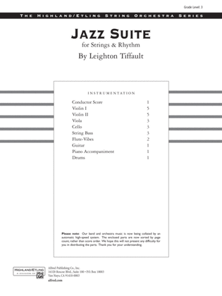 Book cover for Jazz Suite for Strings and Rhythm: Score