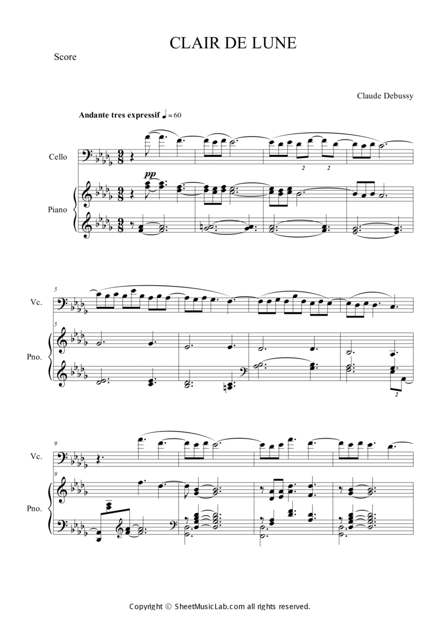Clair de Lune Piano scores gallery preview page 1