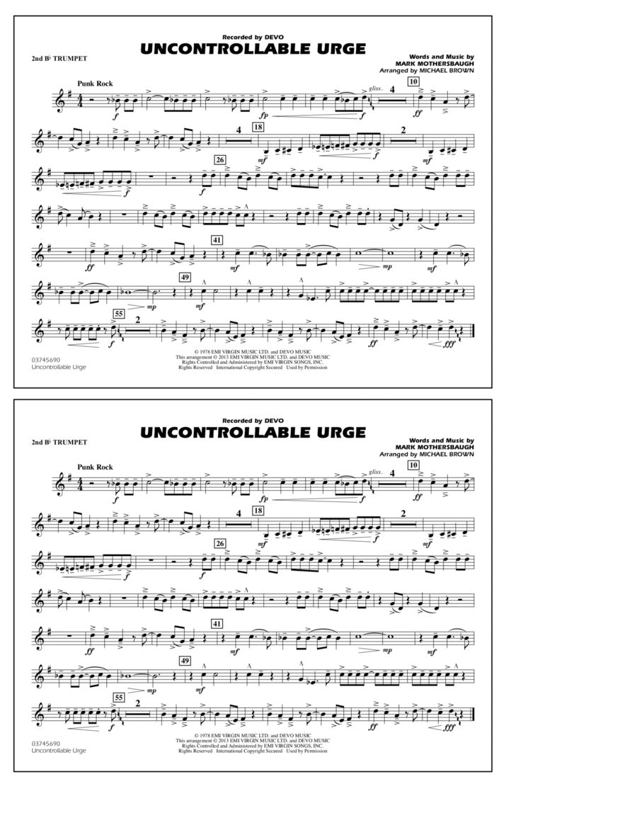 Uncontrollable Urge - 2nd Bb Trumpet