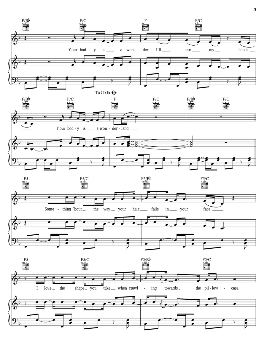 Your Body Is A Wonderland Piano, Vocal, Guitar scores gallery preview page 3
