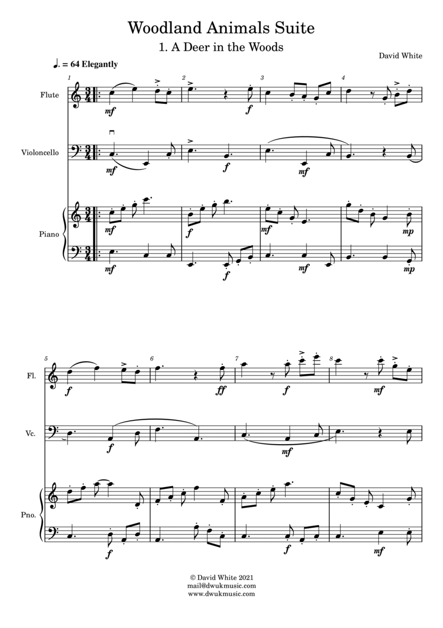 A Deer in the Woods Flute scores gallery preview page 1
