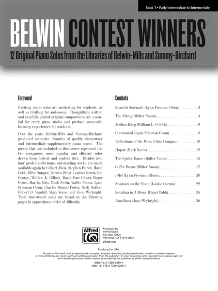 Favorite Contest Winners -- Summy-Birchard & Belwin, Book 3