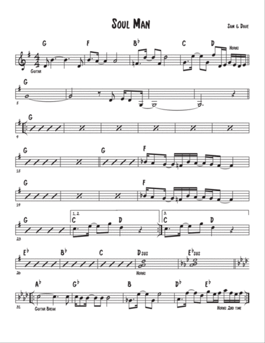 Soul Man Soul Man Piano, Vocal, Guitar scores gallery preview page 1