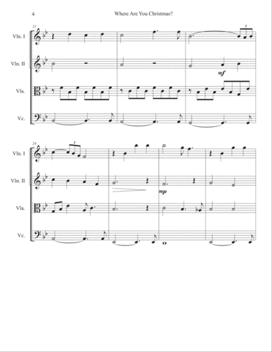 Where Are You Christmas? String Quartet scores gallery preview page 4