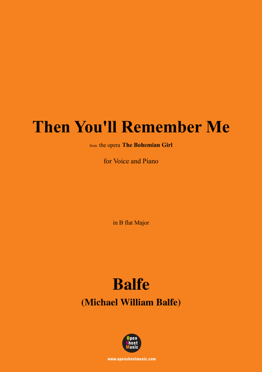 Balfe-Then You'll Remember Me,in B flat Major Voice scores gallery preview page 1