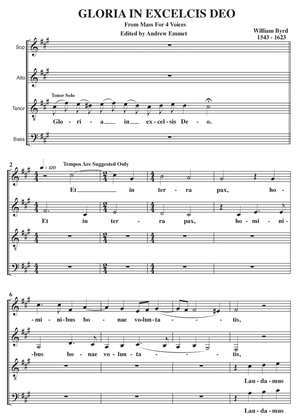 Gloria from Mass for 4 voices (William Byrd) A Cappella SATB