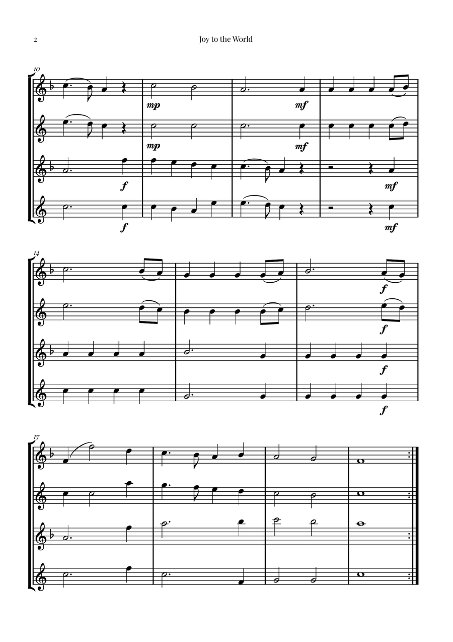 Joy to the World | STUNNING Arrangement Saxophone Quartet scores gallery preview page 2