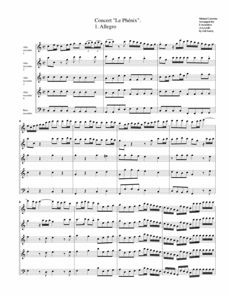 Concert "Le Phénix" (arrangement for 5 recorders)