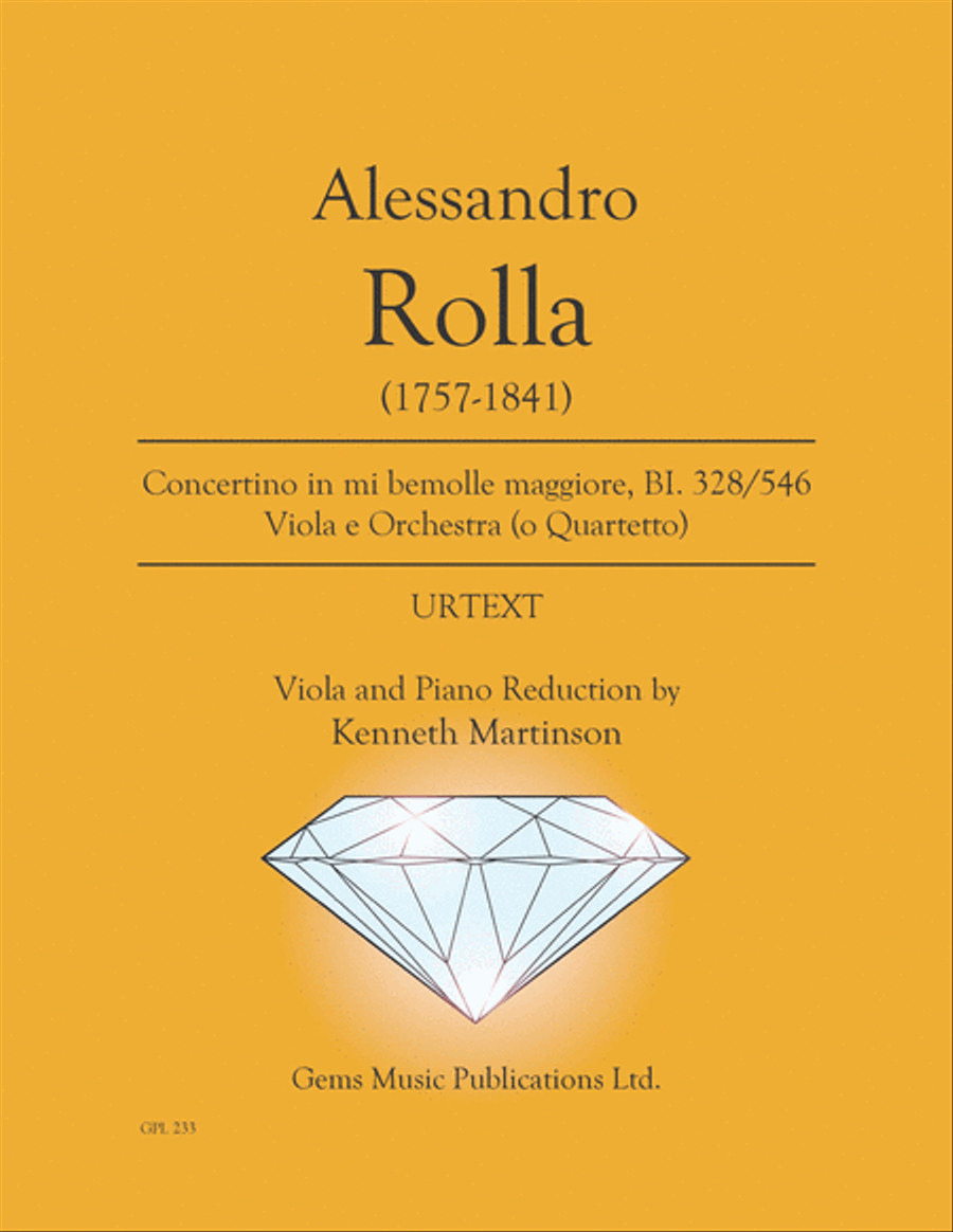 Concertino in mi bemolle maggiore, BI. 328/546 Viola e Orchestra (o Quartetto) Viola scores gallery preview page 1