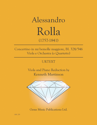 Book cover for Concertino in mi bemolle maggiore, BI. 328/546 Viola e Orchestra (o Quartetto)