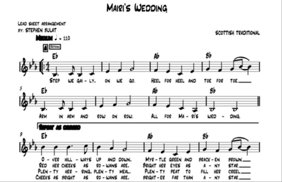 Mairi's Wedding (Scottish Traditional) - Lead sheet (key of Eb) Large Ensemble scores gallery preview page 2