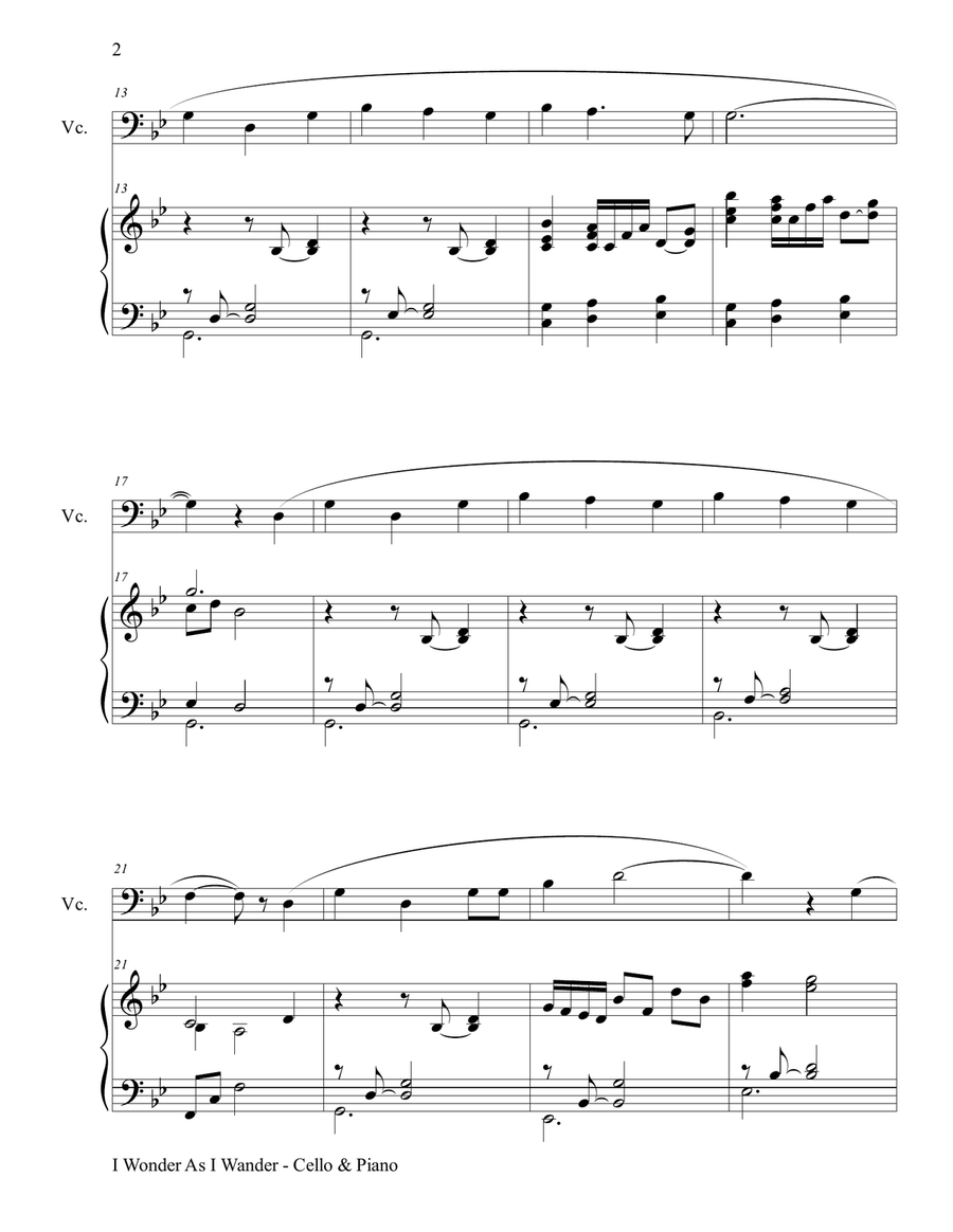 I Wonder As I Wander Piano scores gallery preview page 3