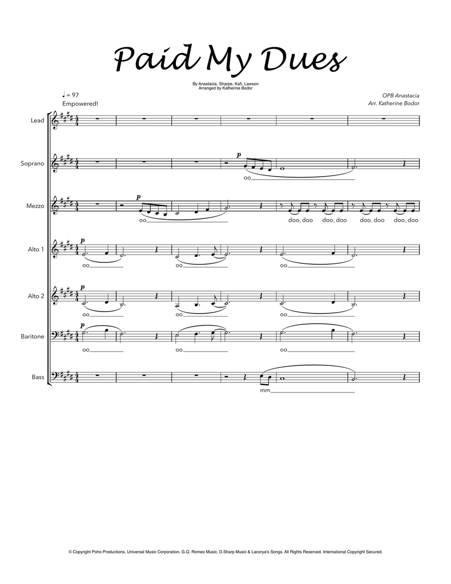 Paid My Dues A Cappella scores gallery preview page 1