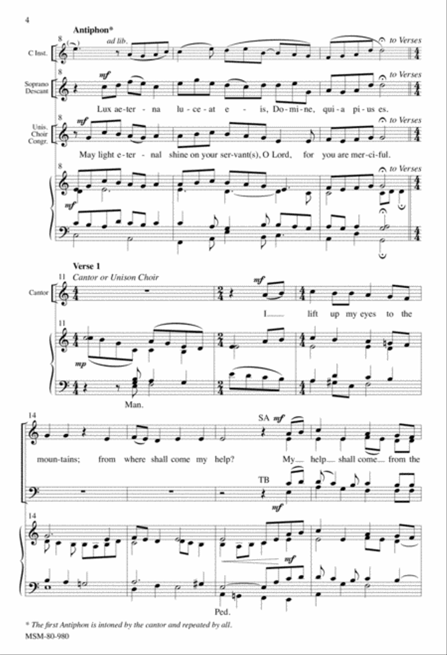 May Light Eternal Shine on Your Servant: Communion Antiphon for the Mass of Christian Burial 4-Part scores gallery preview page 4