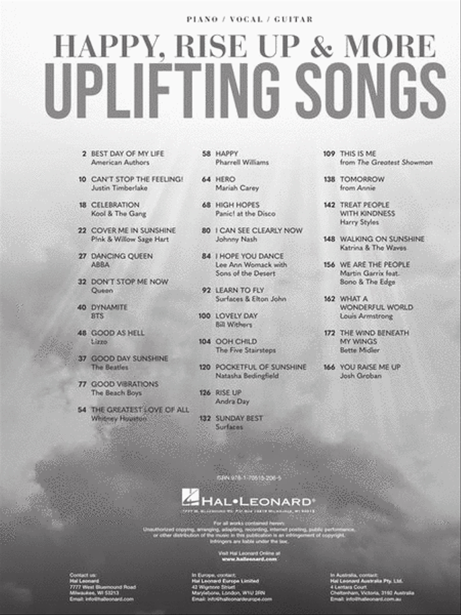 Happy, Rise Up & More Uplifting Songs Piano, Vocal, Guitar scores gallery preview page 3