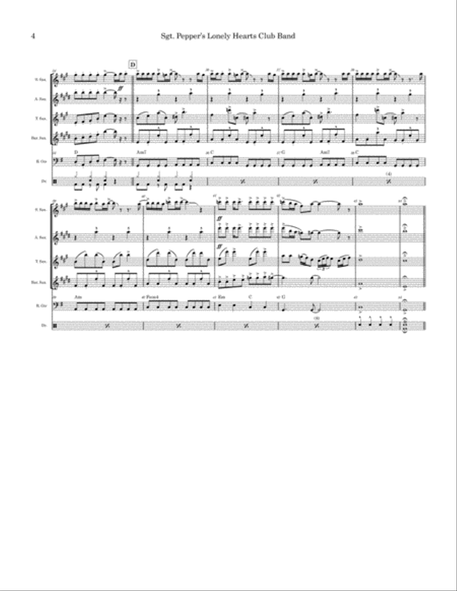 Sgt. Pepper's Lonely Hearts Club Band Saxophone Quartet scores gallery preview page 4