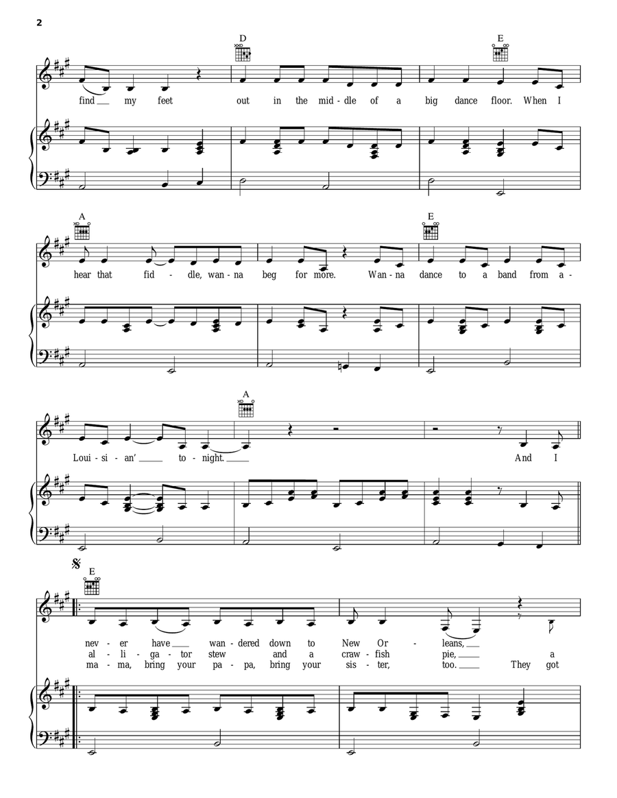 Down At The Twist And Shout Piano, Vocal, Guitar scores gallery preview page 2