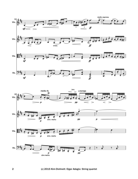 Elgar: Symphony No.1, "Adagio" for string quartet (Score) image number null