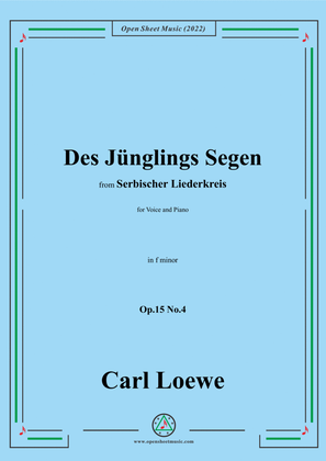 Book cover for Loewe-Des Junglings Segen,in f minor,Op.15 No.4