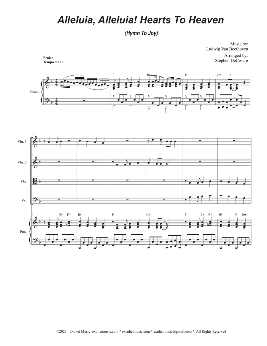 Alleluia, Alleluia! Hearts To Heaven (String Quartet and Piano) String Quartet scores gallery preview page 1