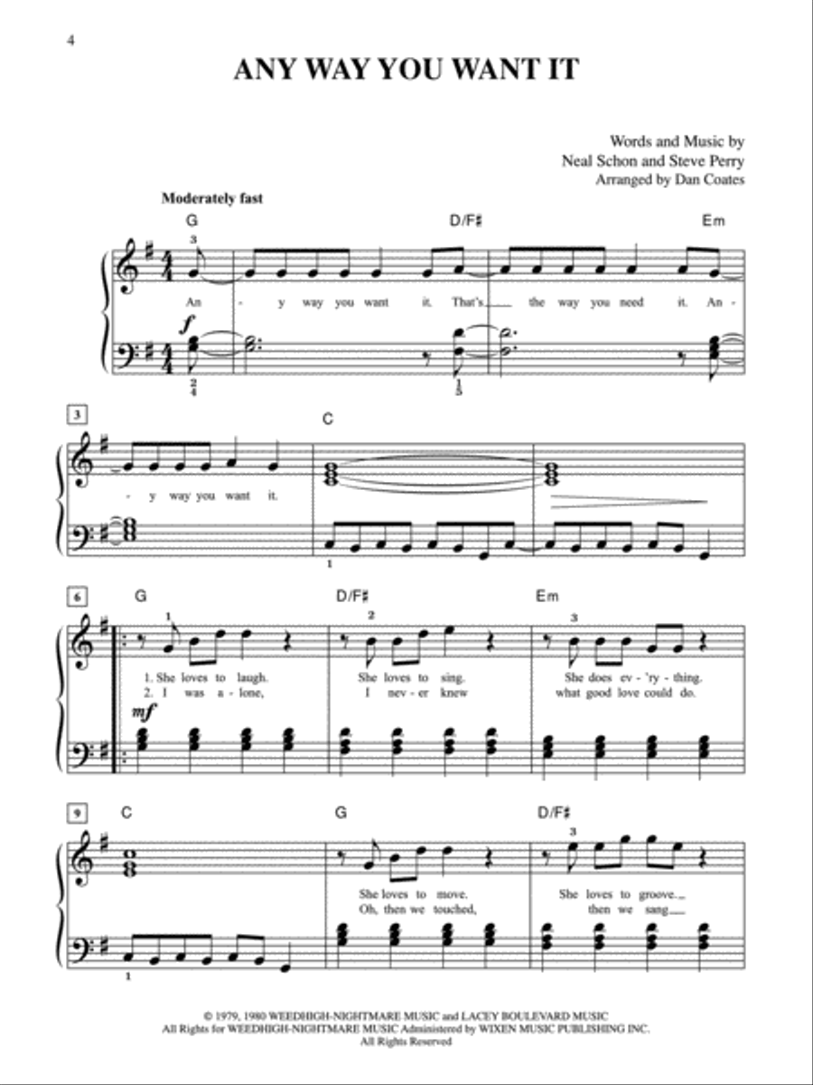 Top 50 Classic Rock Hits Easy Piano scores gallery preview page 4