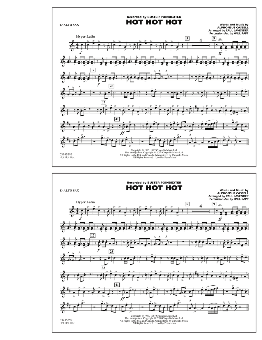Hot Hot Hot - Eb Alto Sax Marching Band scores gallery preview page 1