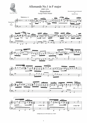 Handel - 3 Allemandes for Harpsichord (or Piano)