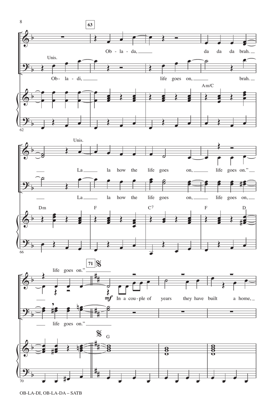 Ob-La-Di, Ob-La-Da Ob-La-Di, Ob-La-Da 4-Part scores gallery preview page 6