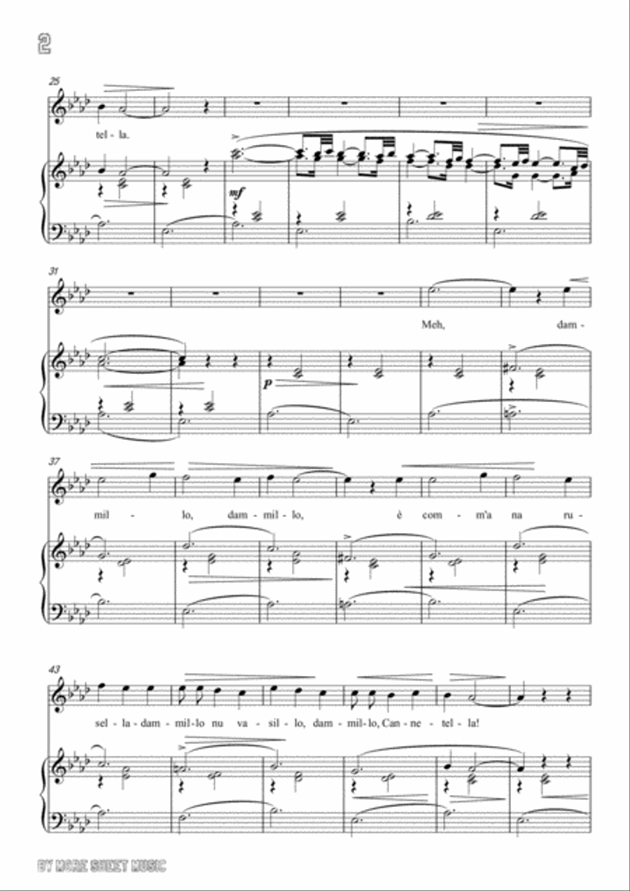 Tosti-'A Vucchella in A flat Major,for Voice and Piano Voice Solo scores gallery preview page 4