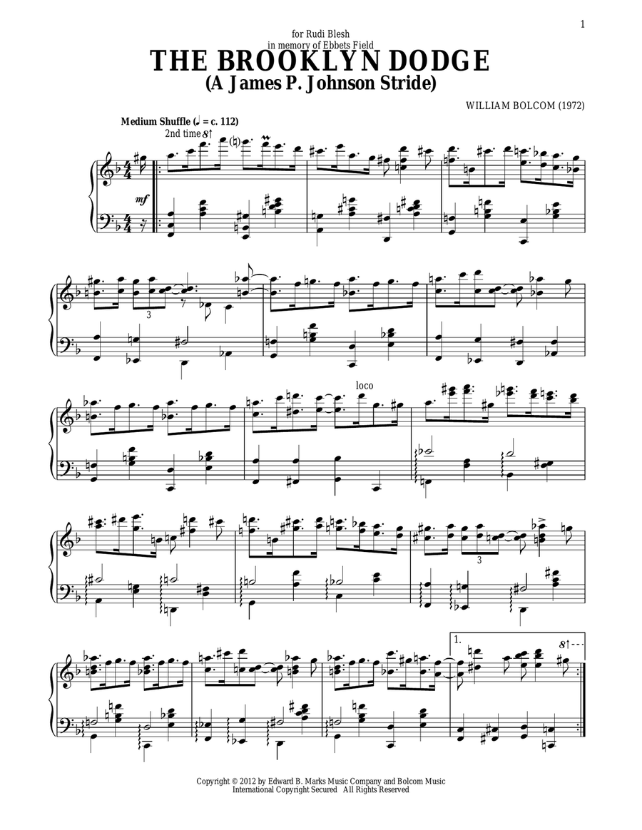 The Brooklyn Dodge The Brooklyn Dodge Piano Solo scores gallery preview page 1