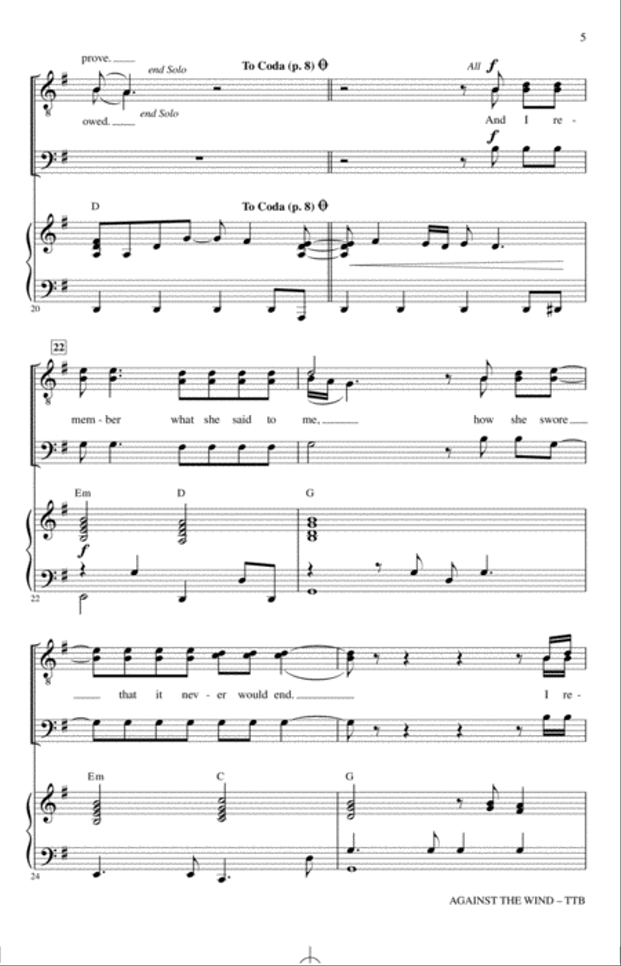 Against The Wind TTBB scores gallery preview page 4