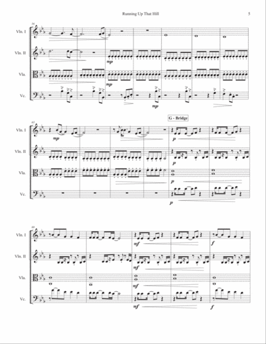 Running Up That Hill (a Deal With God) 2012 Remix String Quartet scores gallery preview page 5