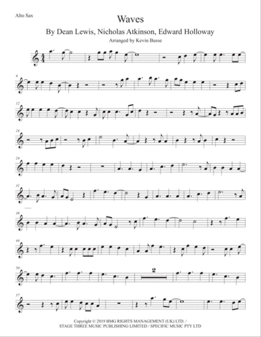 Waves Alto Saxophone scores gallery preview page 1