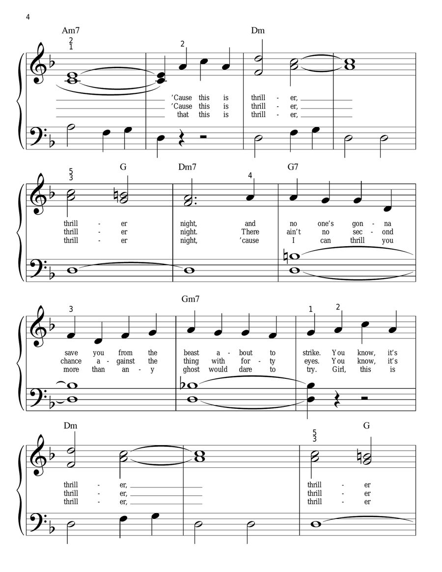 Thriller Easy Piano scores gallery preview page 4