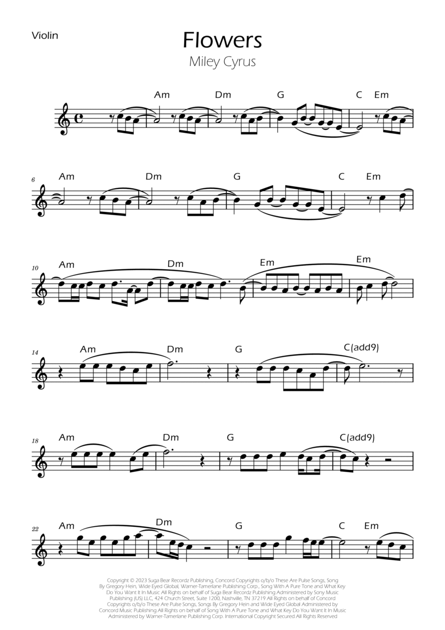 Flowers Violin Solo scores gallery preview page 1