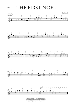 The First Noel (Oboe, with Chord Chart)