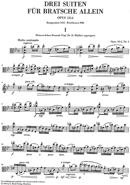 Three Suites for Viola Solo Op. 131d