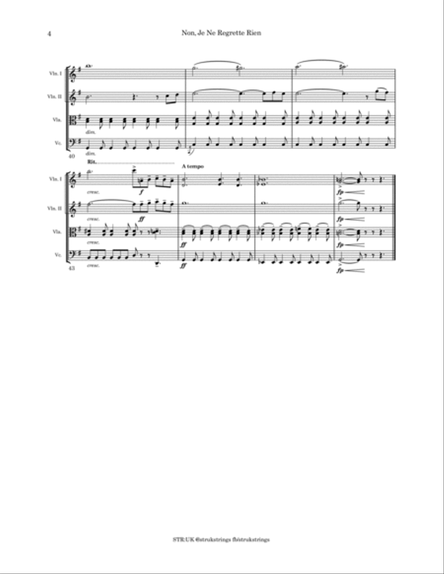 Non, Je Ne Regrette Rien String Quartet scores gallery preview page 5