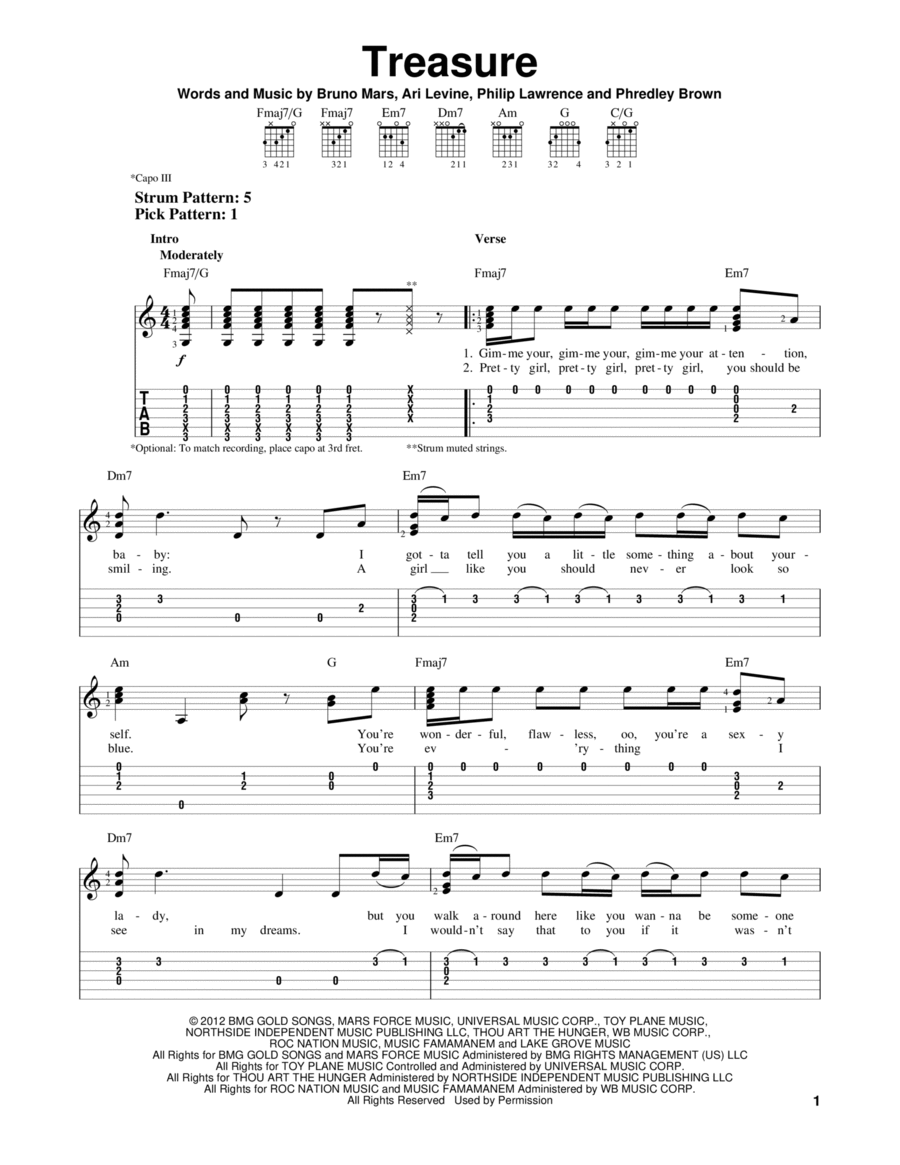 Treasure Acoustic Guitar scores gallery preview page 1
