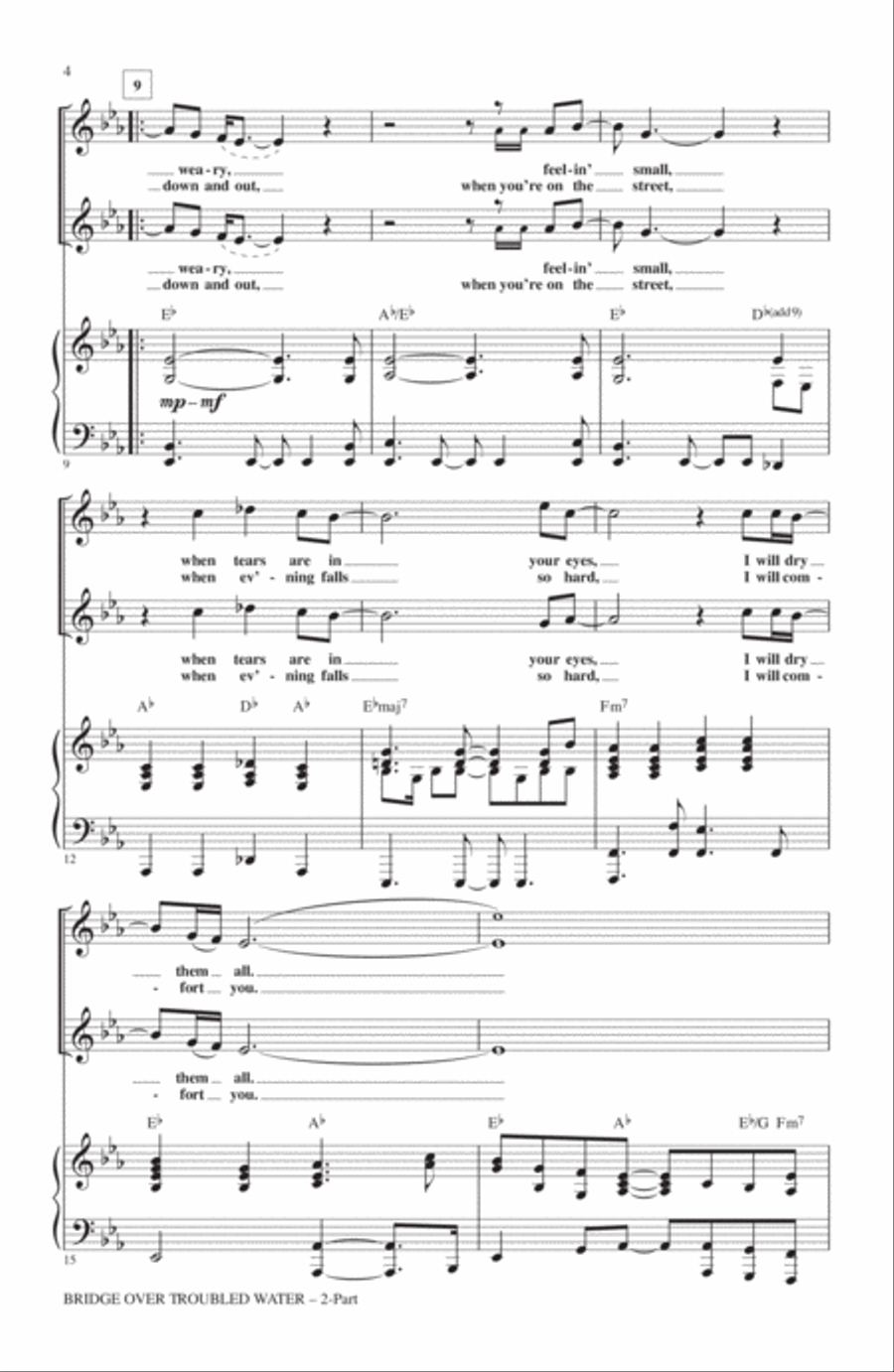 Bridge Over Troubled Water (arr. Roger Emerson) 2-Part scores gallery preview page 2
