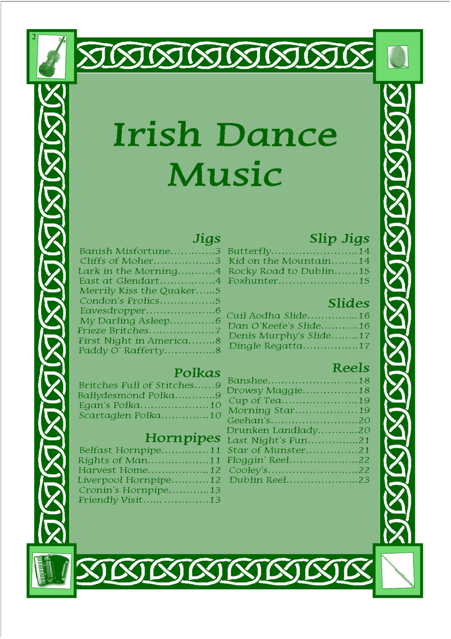 Irish Dance Music Vol.1 for 4 String Banjo Tab CGDA; 40 Jigs, Reels, Hornpipes and more.... 4-String Banjo scores gallery preview page 2
