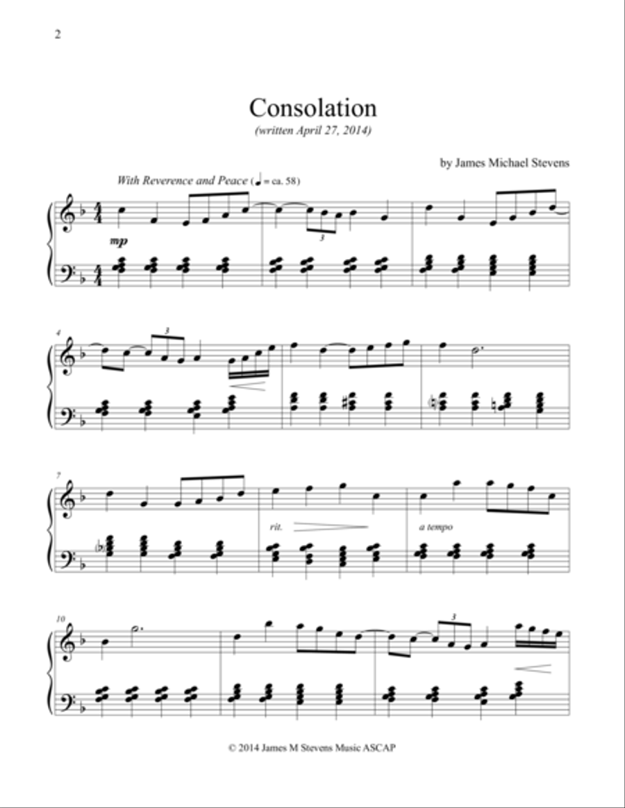 Consolation Piano Solo scores gallery preview page 1