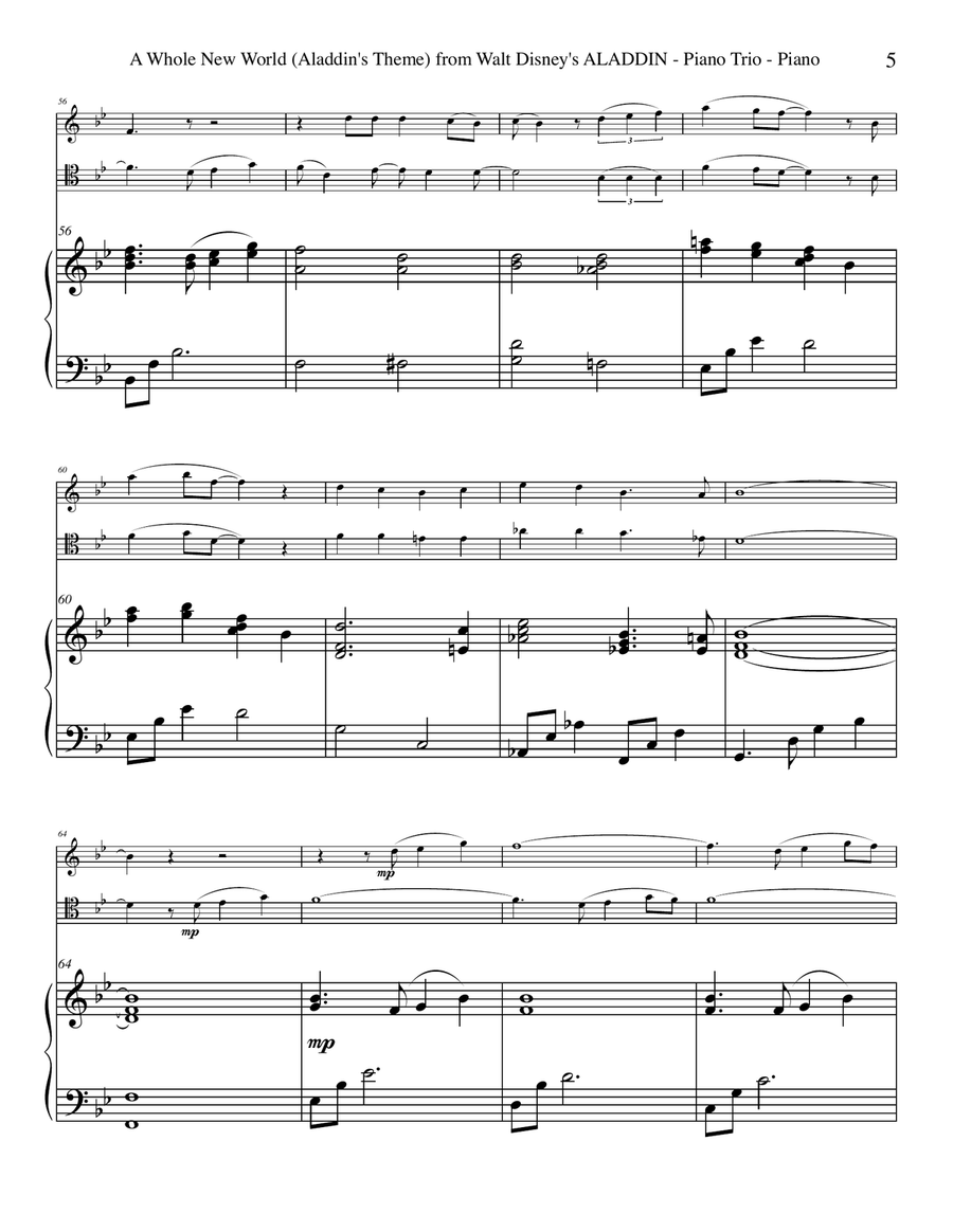 A Whole New World (from 'Aladdin') Piano Trio scores gallery preview page 5
