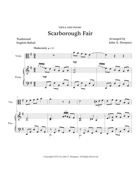Scarborough Fair (Viola and Piano) image number null