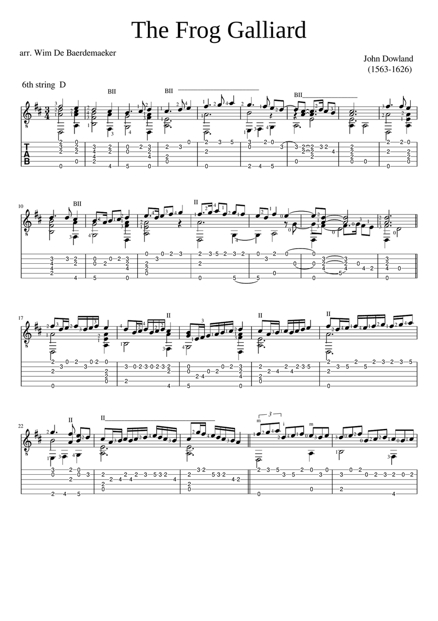 The Frog Galliard The Frog Galliard Classical Guitar scores gallery preview page 1